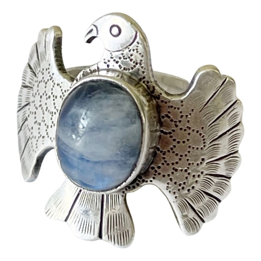Sterling silver moonstone thunderbird ring